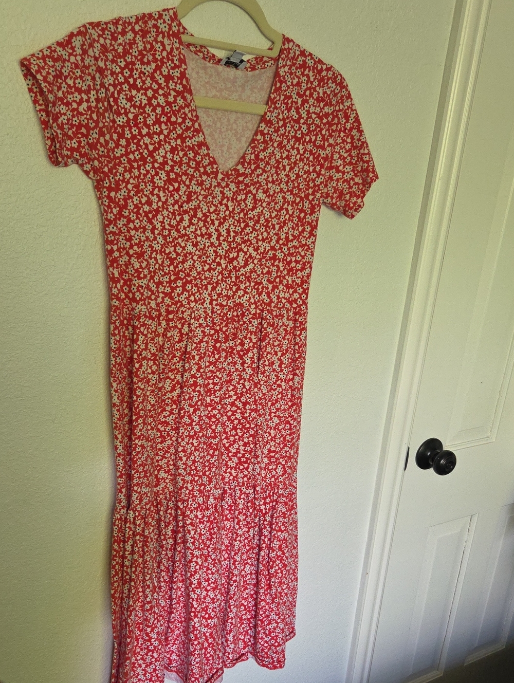 J. Crew Red Floral V-Neck Maxi Dress